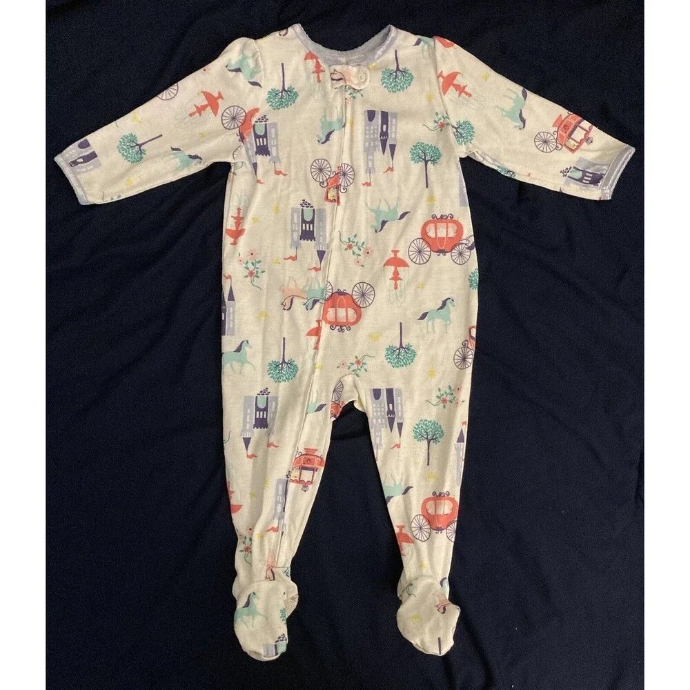 12 Months Carter's baby girl clothes - long sleeve one piece | princess theme